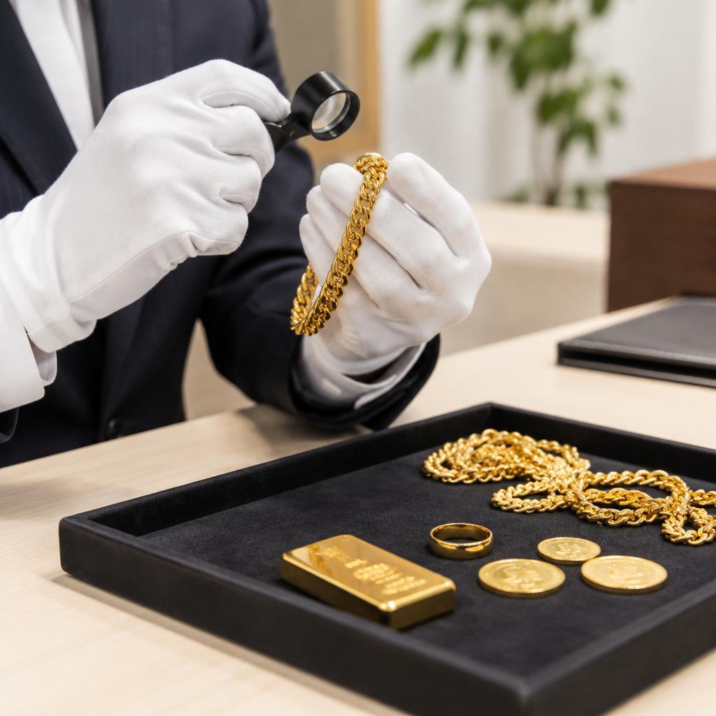 上井草で金を売るなら、納得の査定を。大切な買取金を、経験豊富な査定員が一つひとつ丁寧に拝見します。